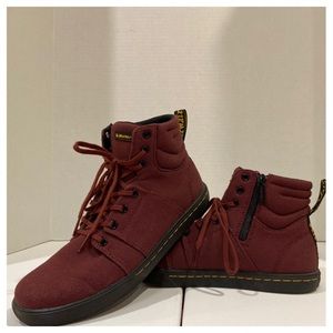 Dr. Martens Airwair lace up canvas boots maroon